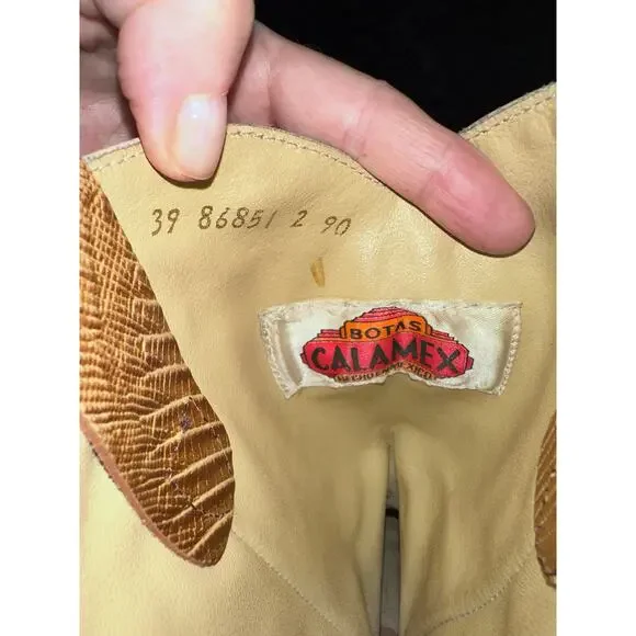 VINTAGE TWO TONE BEIGE BROWN COWBOY BOOTS WESTERN MALIBU COWGIRL - Picture 8 of 11